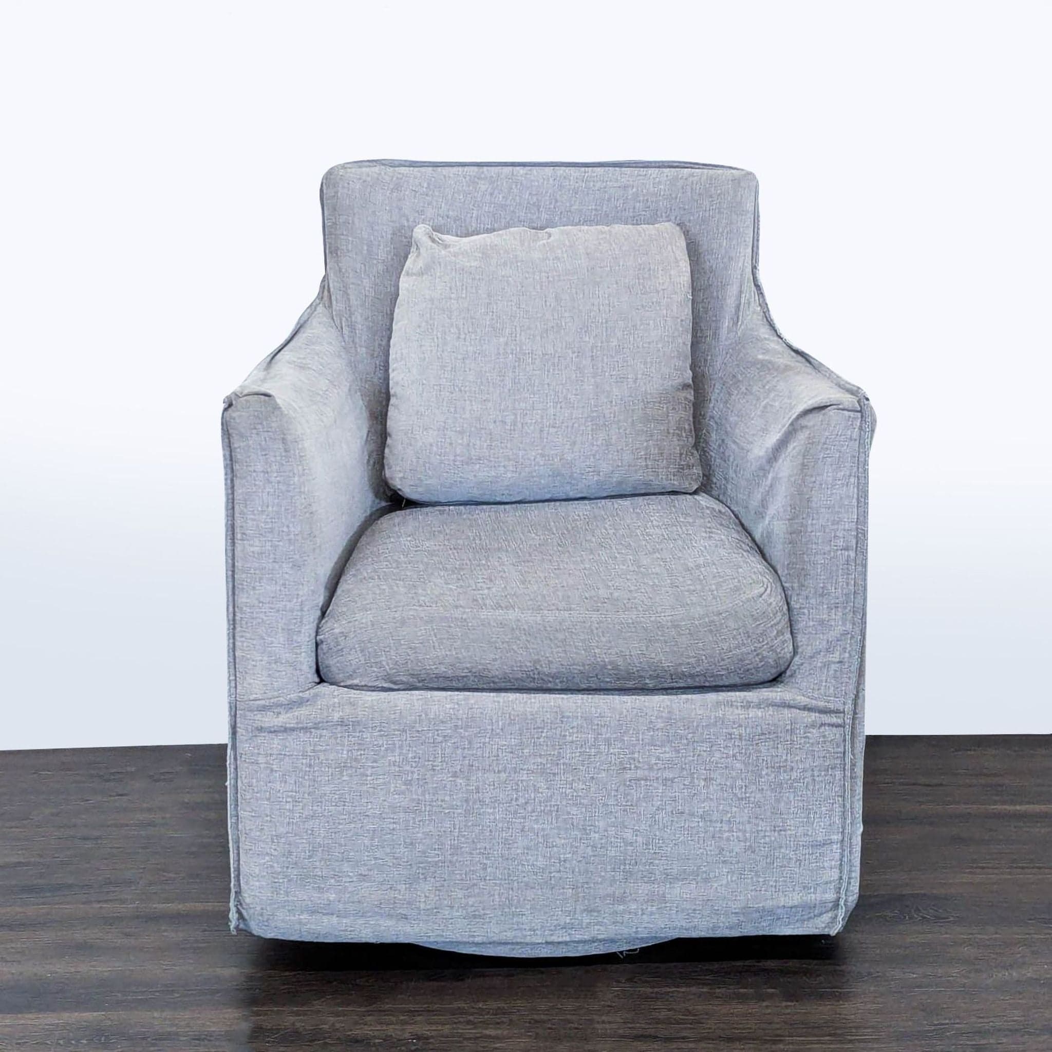 Restoration Hardware Gray Swivel Lounge Chair - Image 1
