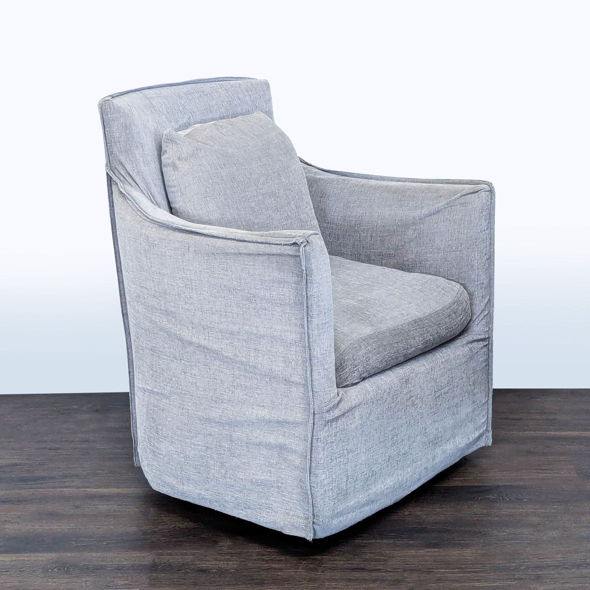 Restoration Hardware Gray Swivel Lounge Chair - Thumbnail 3