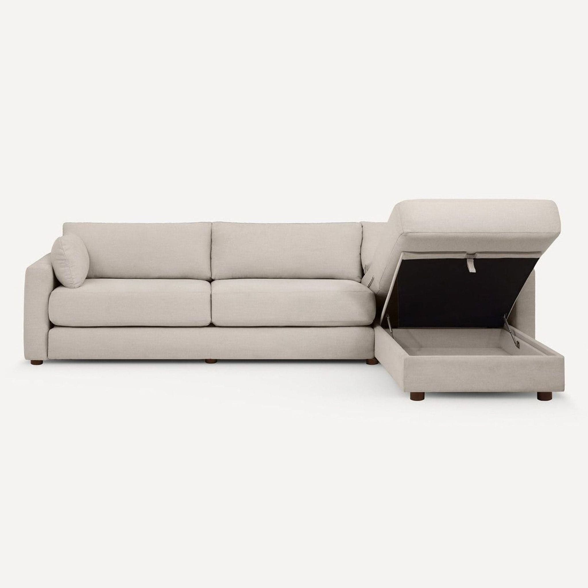 Burrow Span Sleeper Sofa with Storage Chaise in Georgia Clay and Walnut - Thumbnail 4