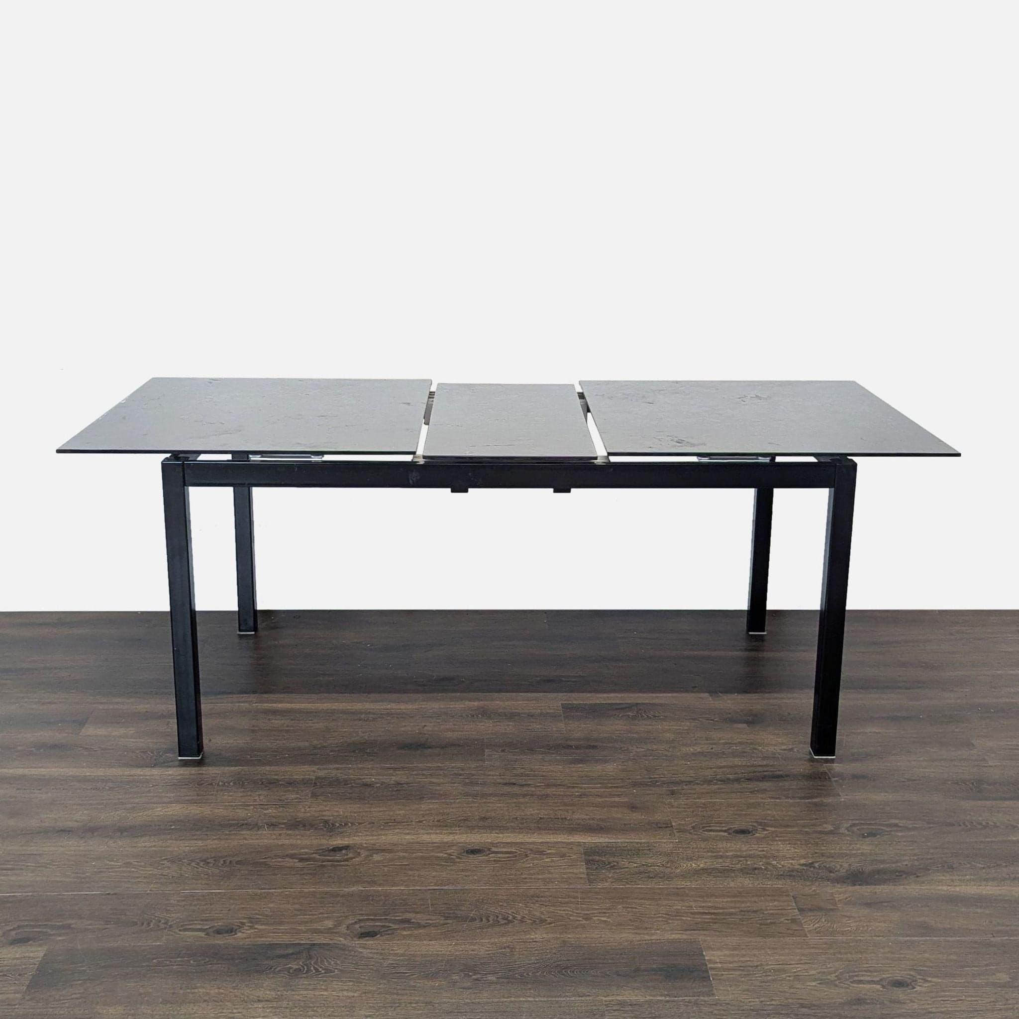 Modern Euro Style Eldora Black Glass Extension Dining Table with 6 Zuri Chairs - Thumbnail 7