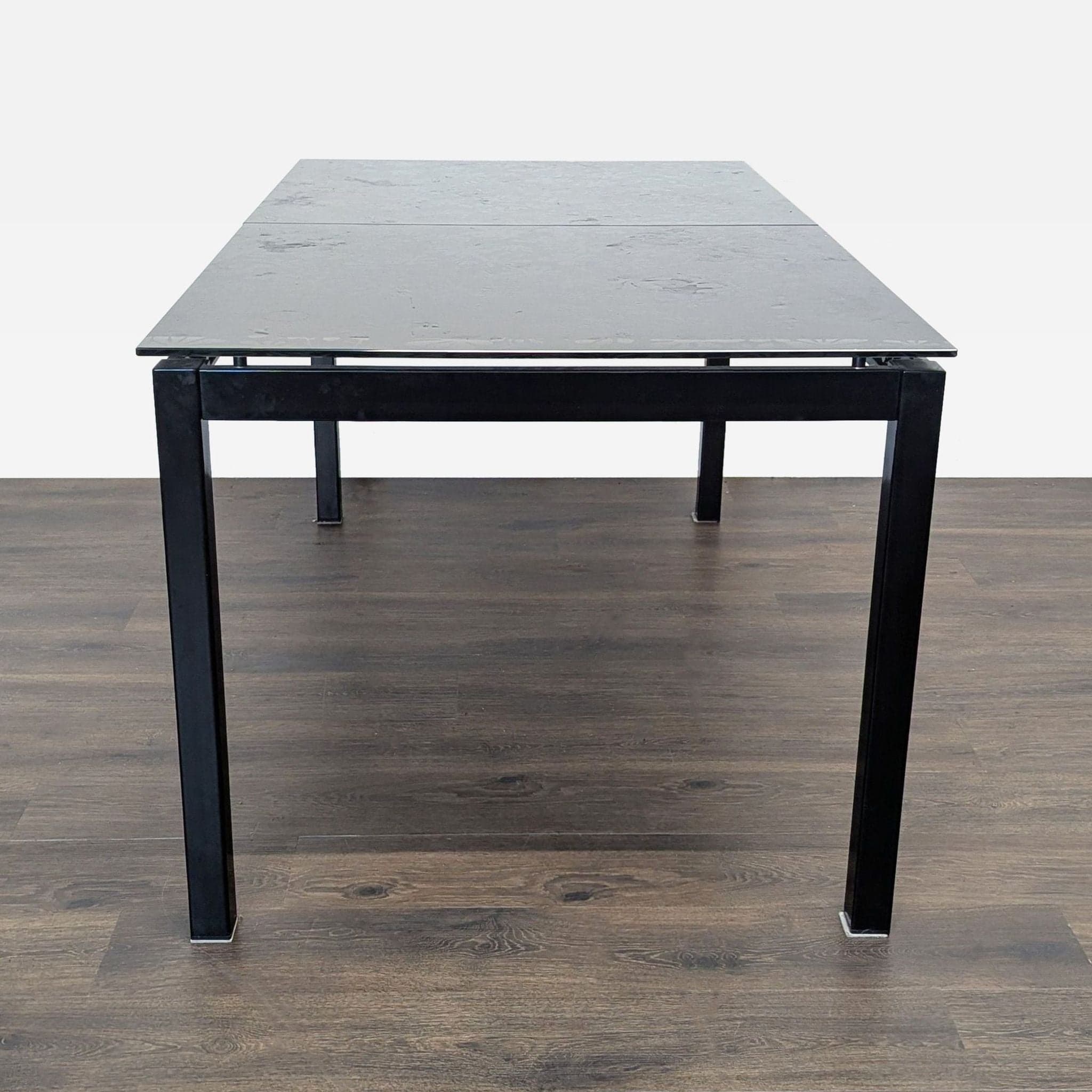 Modern Euro Style Eldora Black Glass Extension Dining Table with 6 Zuri Chairs - Thumbnail 5