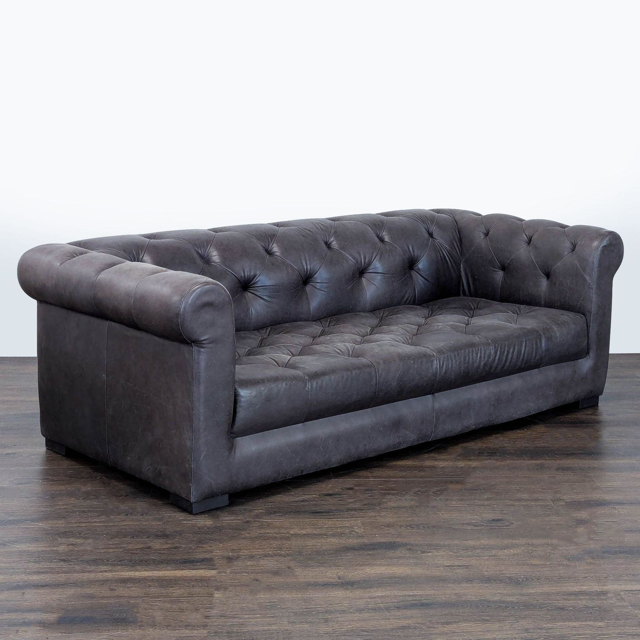 Restoration Hardware Chesterfield 3-Seat Tufted Leather Sofa - Thumbnail 3