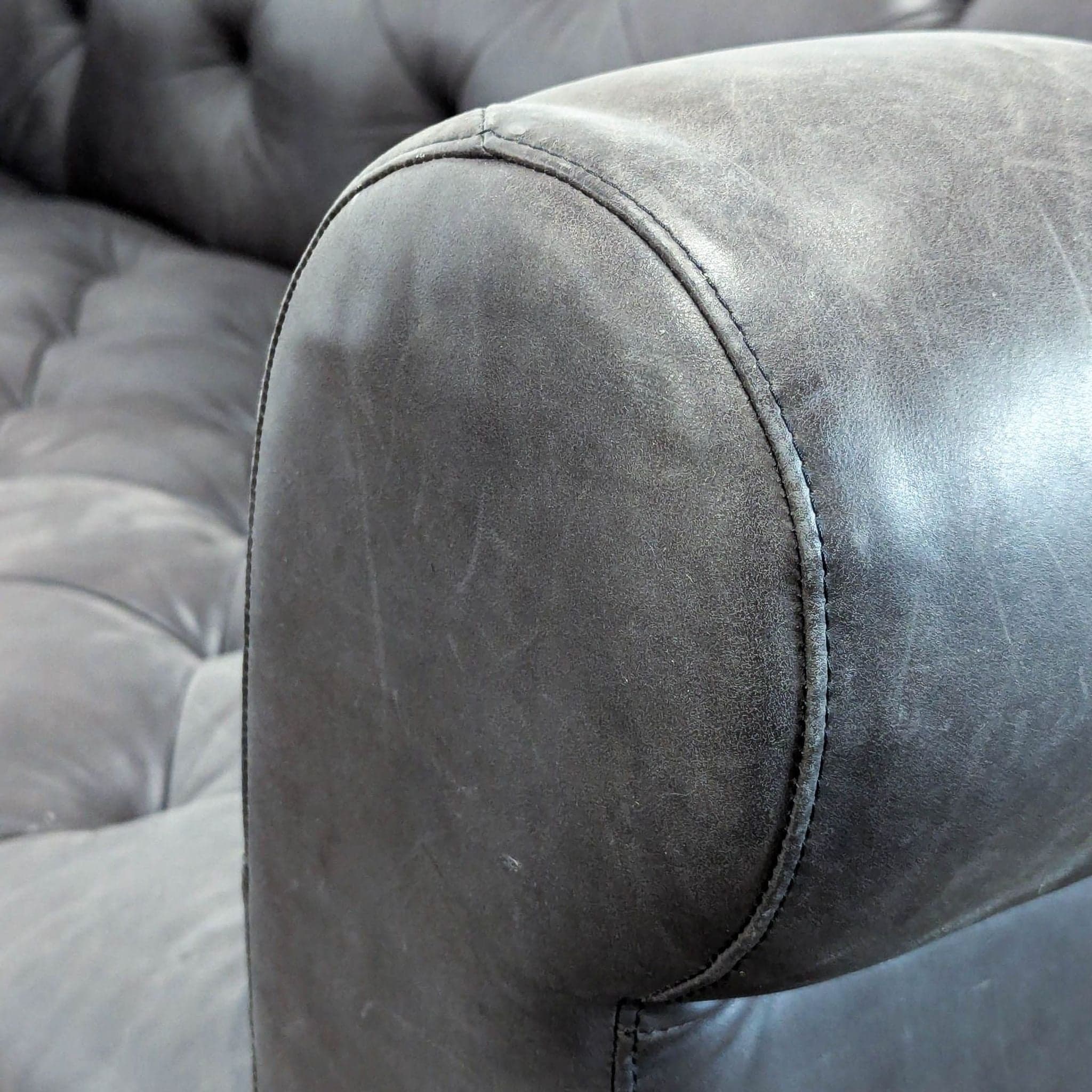 Restoration Hardware Chesterfield 3-Seat Tufted Leather Sofa - Thumbnail 7