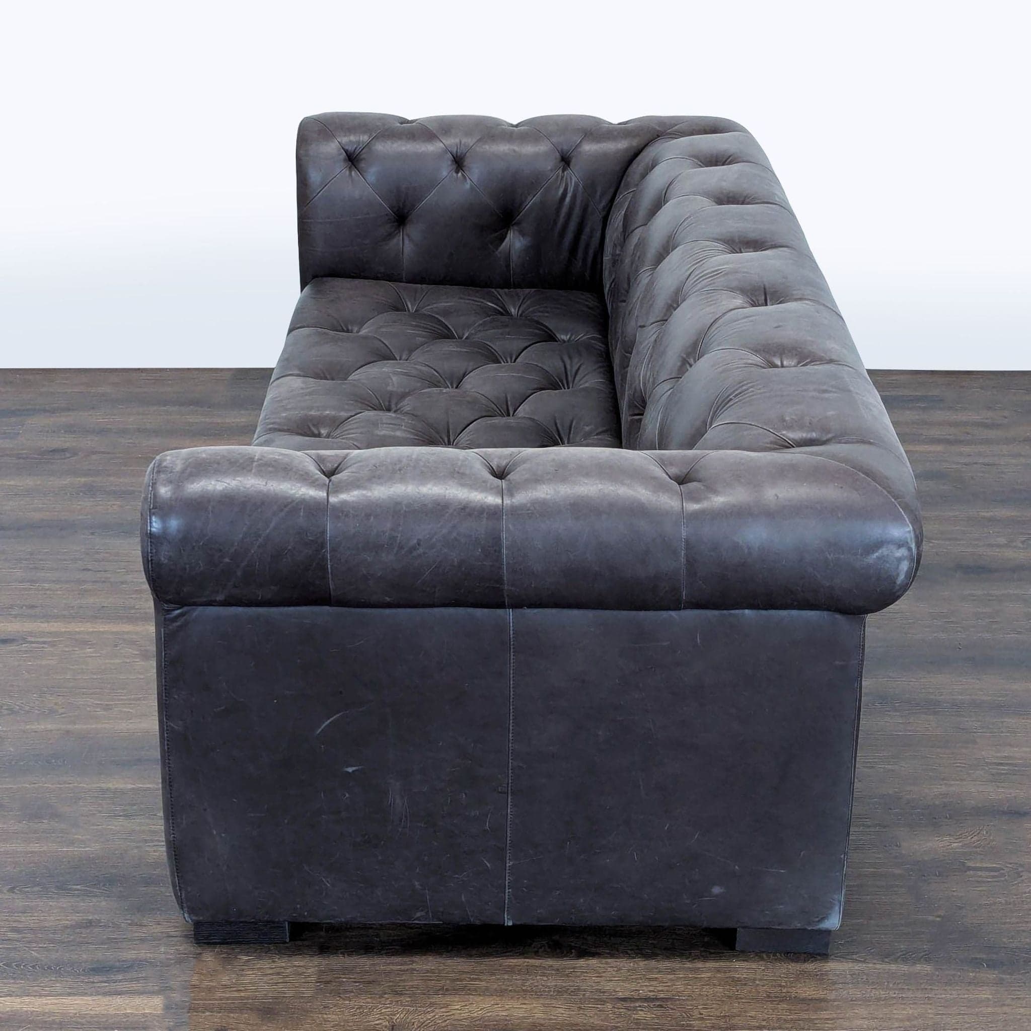 Restoration Hardware Chesterfield 3-Seat Tufted Leather Sofa - Thumbnail 5