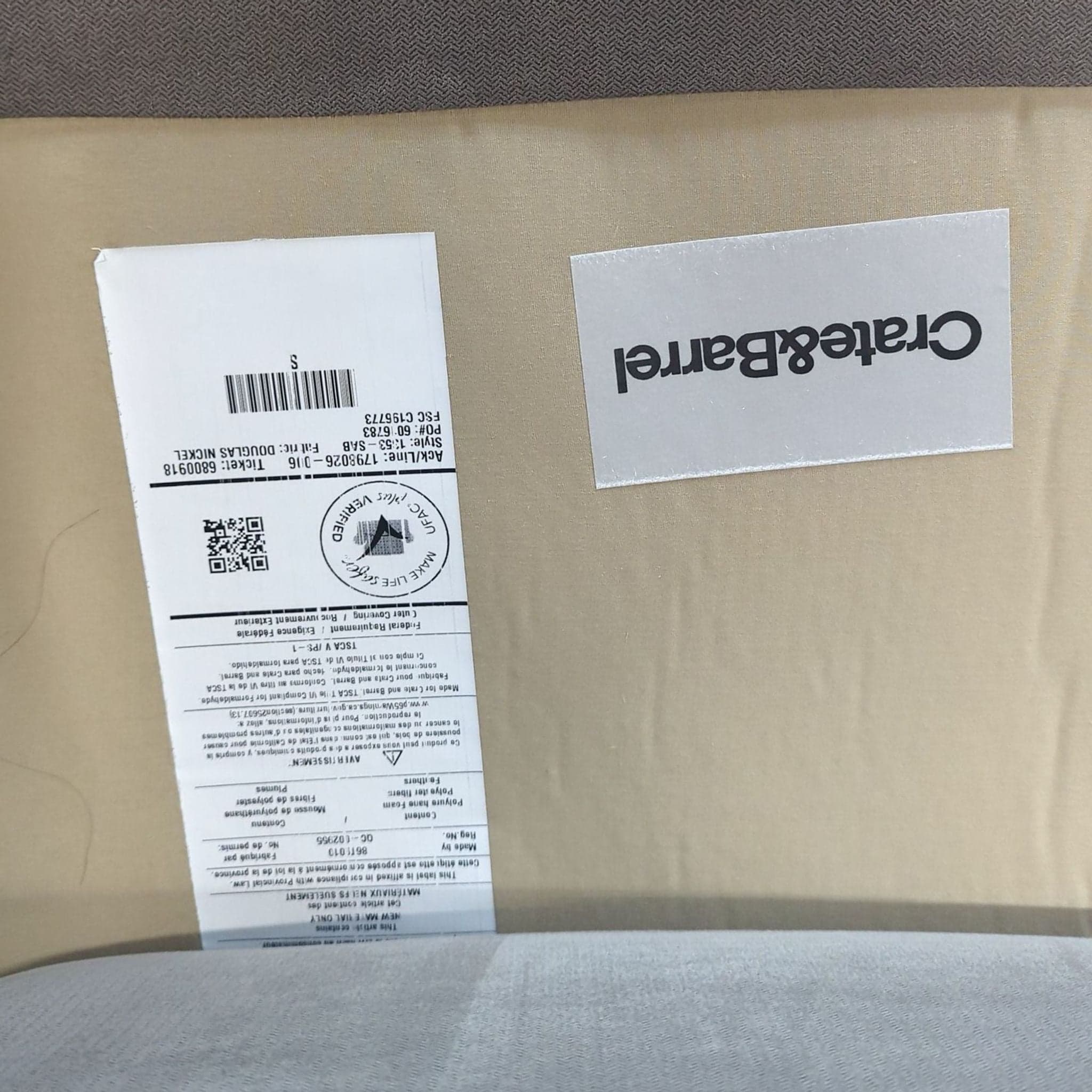 Crate and Barrel 3-Seat Modern Gray Sofa - Thumbnail 5