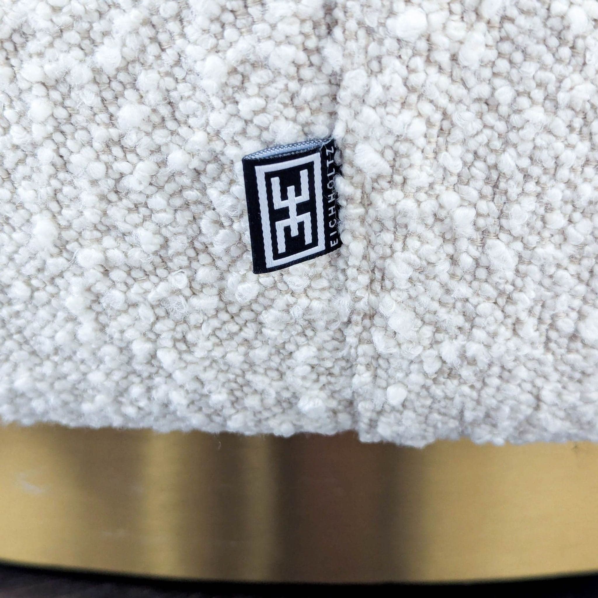 Eichholtz Brice White Bouclé Swivel Chair with Brass Base - Thumbnail 8