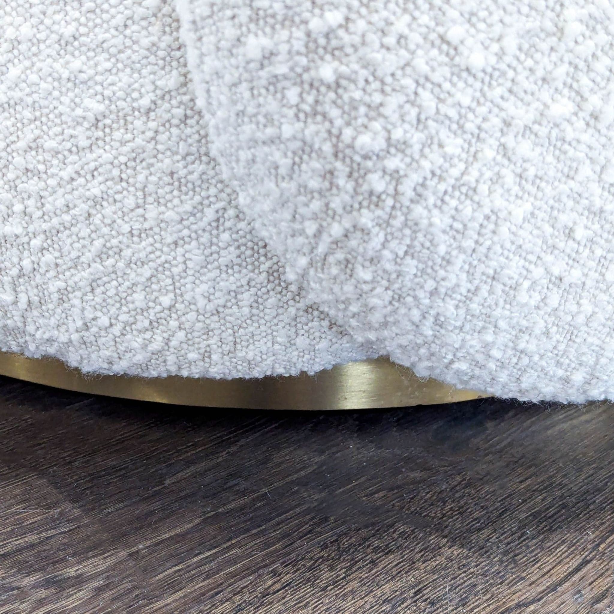 Eichholtz Brice White Bouclé Swivel Chair with Brass Base - Thumbnail 6