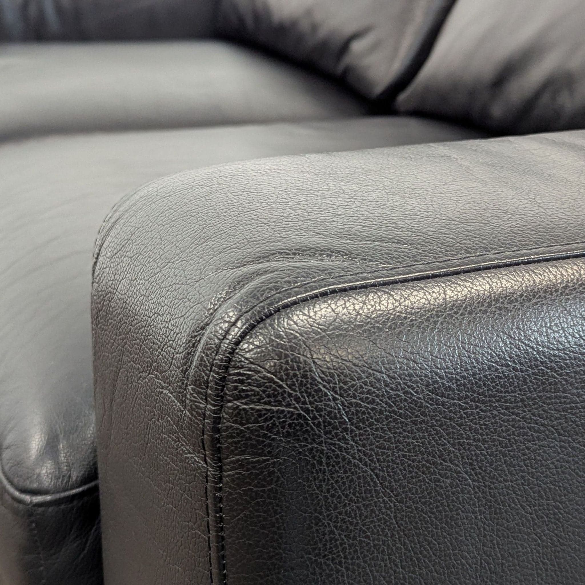 Ekornes Batick Stressless Black Leather Loveseat - Modern Comfort - Thumbnail 6