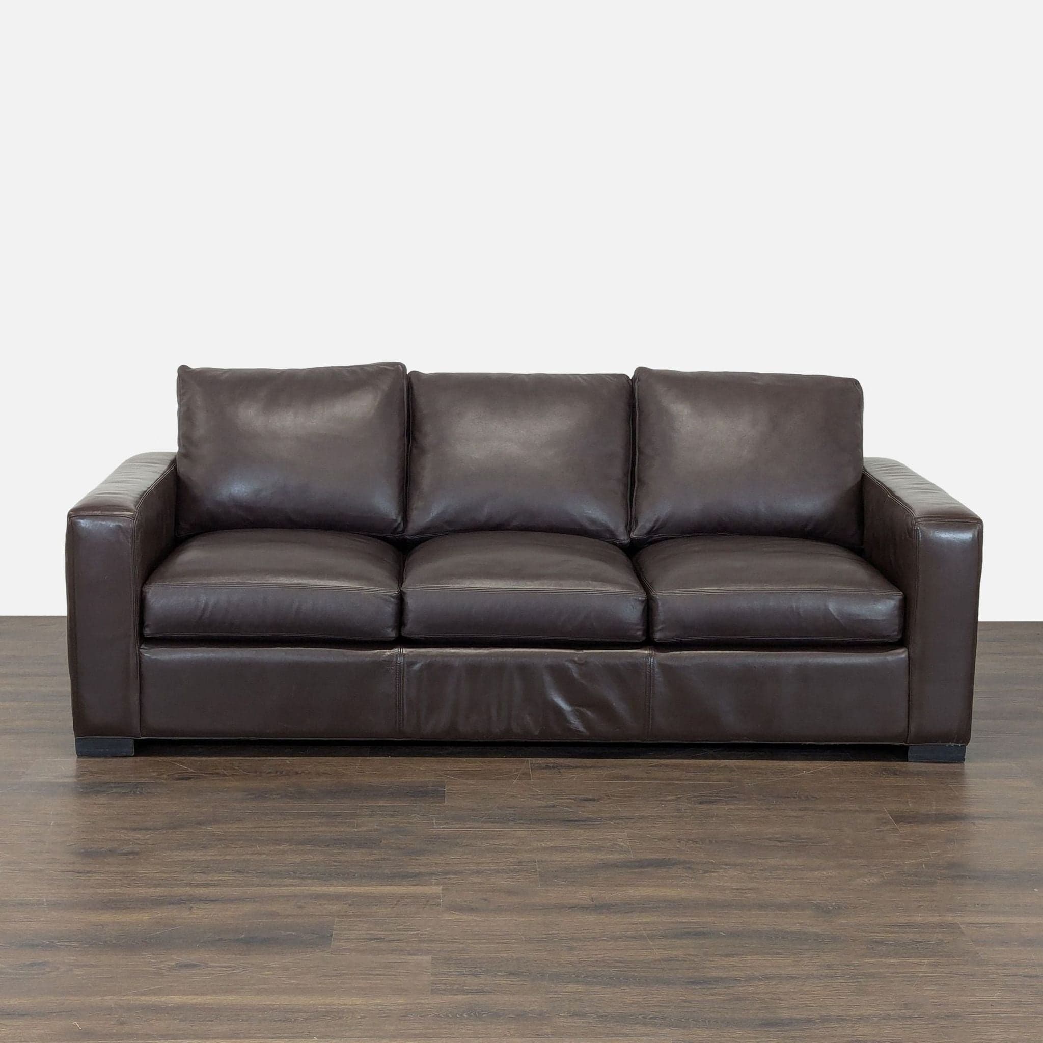 Room & Board Brown Leather Sleeper Sofa with Pull-Out Bed - Image 1
