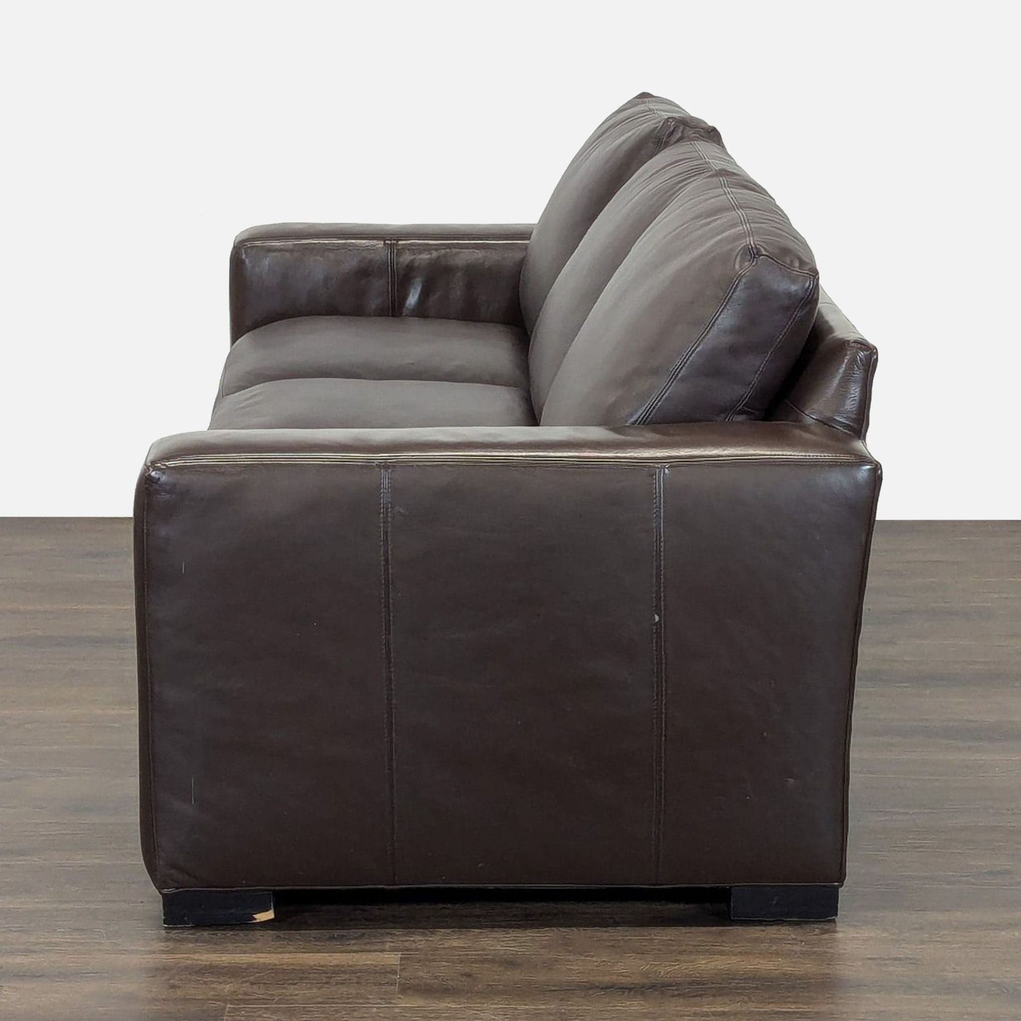 Room & Board Brown Leather Sleeper Sofa with Pull-Out Bed - Thumbnail 4