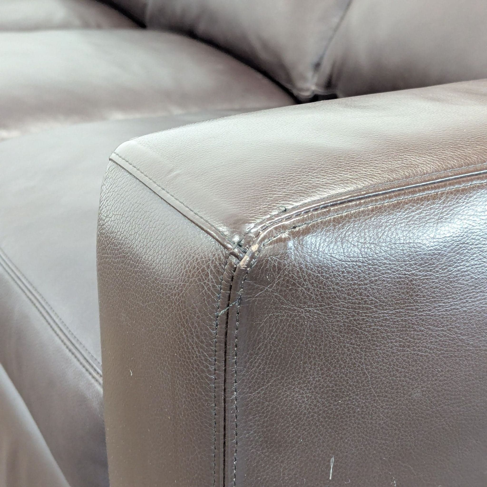 Room & Board Brown Leather Sleeper Sofa with Pull-Out Bed - Thumbnail 6