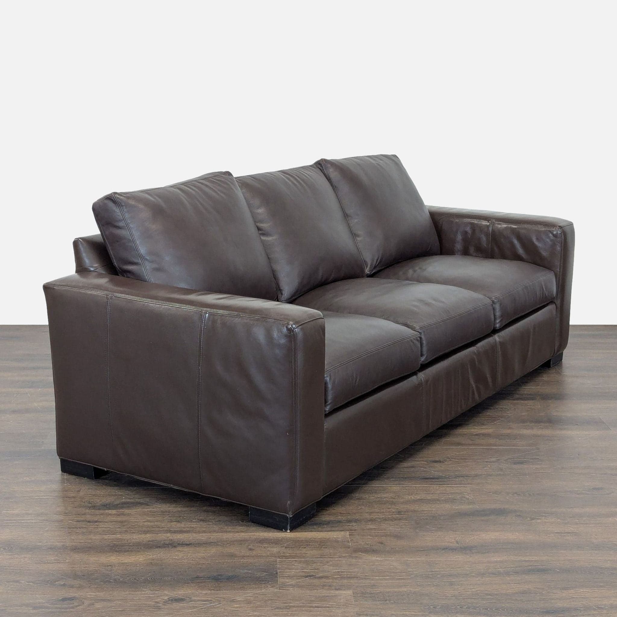 Room & Board Brown Leather Sleeper Sofa with Pull-Out Bed - Thumbnail 11