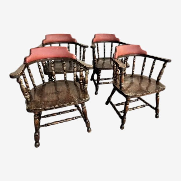 Vintage 1950s Oak Tavern Chairs by Buckstaff of Oshkosh - Set of 4