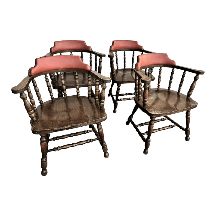 Vintage 1950s Oak Tavern Chairs by Buckstaff of Oshkosh - Set of 4 - Thumbnail 2