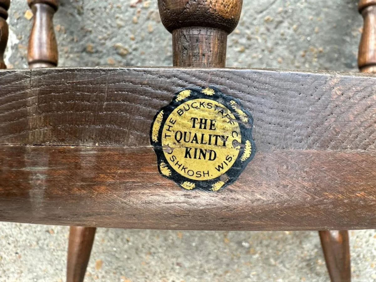 Vintage 1950s Oak Tavern Chairs by Buckstaff of Oshkosh - Set of 4 - Thumbnail 7