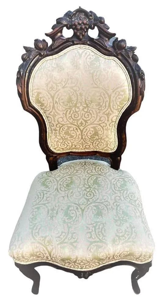 Antique Austro-Hungarian Heavily Carved Walnut Side Chairs - a Pair - 19th Century - Thumbnail 3