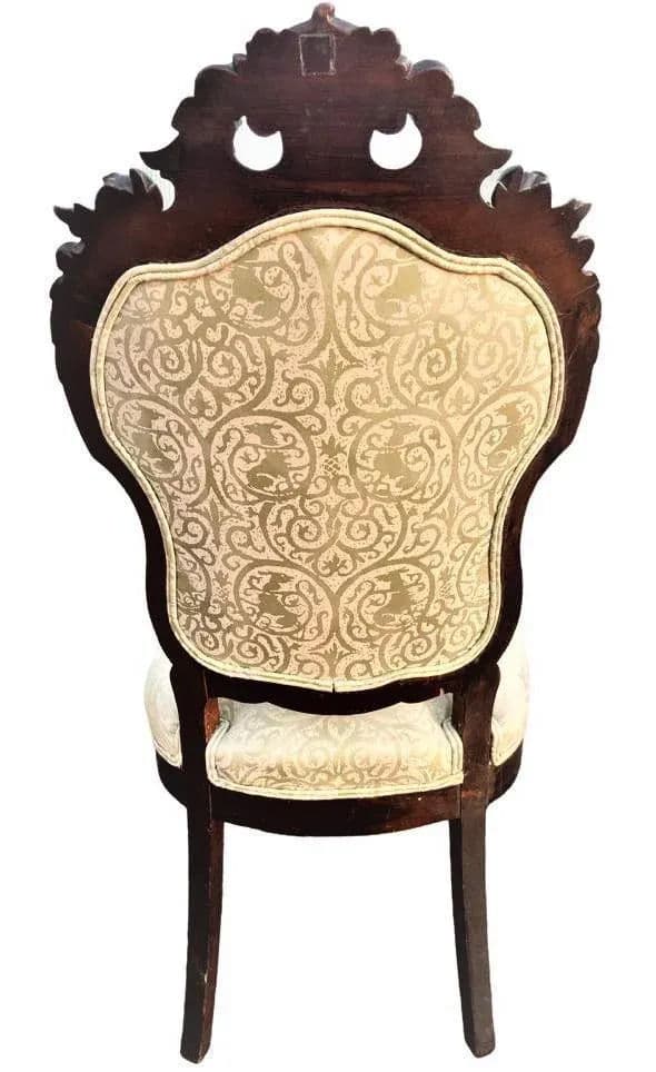 Antique Austro-Hungarian Heavily Carved Walnut Side Chairs - a Pair - 19th Century - Thumbnail 5