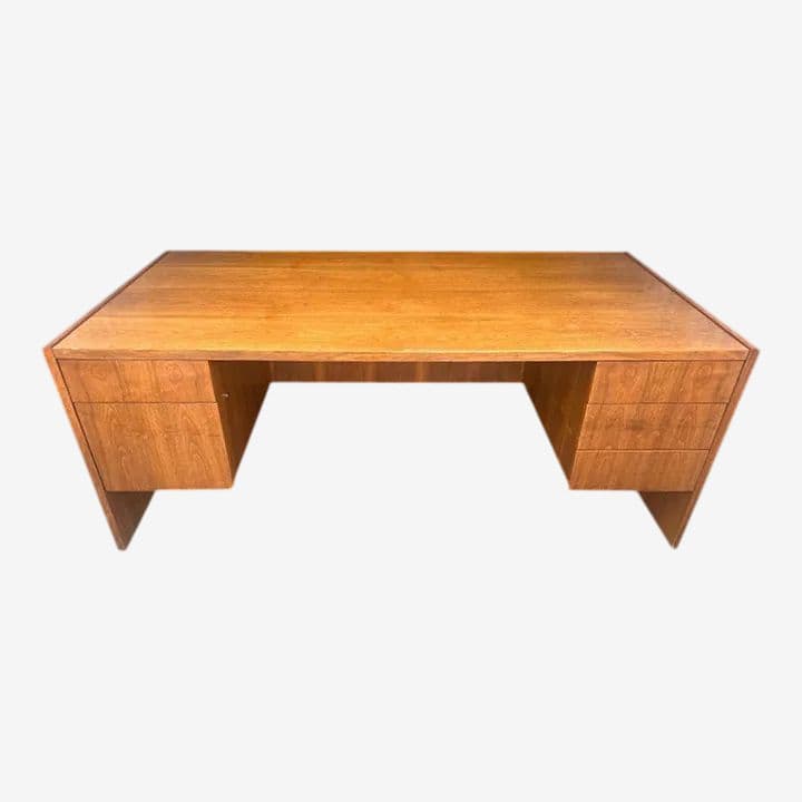 Edward Axel Roffman Walnut Executive Partners Desk - Vintage 1960s