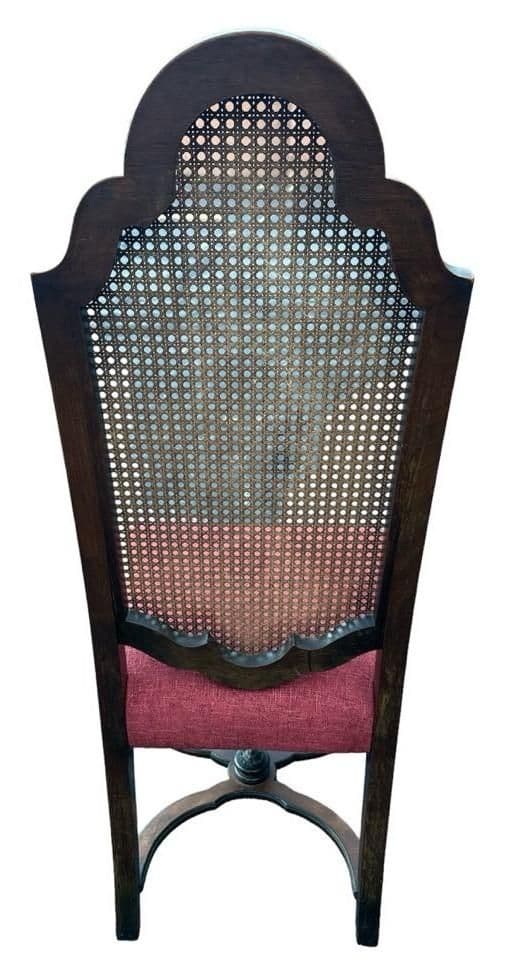 Antique Spanish Renaissance Style Walnut and Caning Dining Chairs - Set of 6 - Circa 1910 - Thumbnail 6
