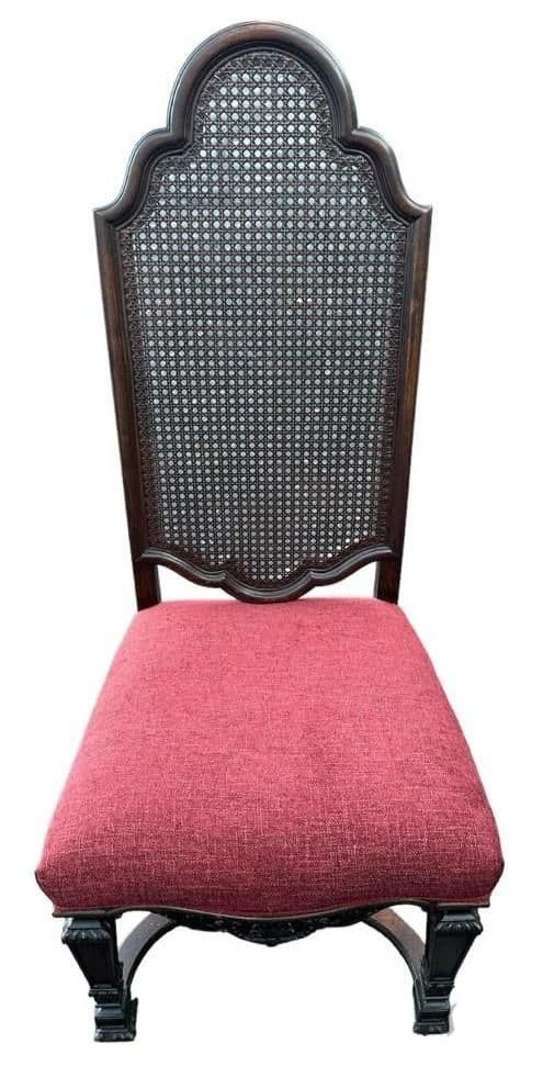 Antique Spanish Renaissance Style Walnut and Caning Dining Chairs - Set of 6 - Circa 1910 - Thumbnail 5