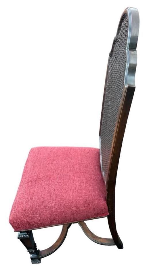 Antique Spanish Renaissance Style Walnut and Caning Dining Chairs - Set of 6 - Circa 1910 - Thumbnail 7