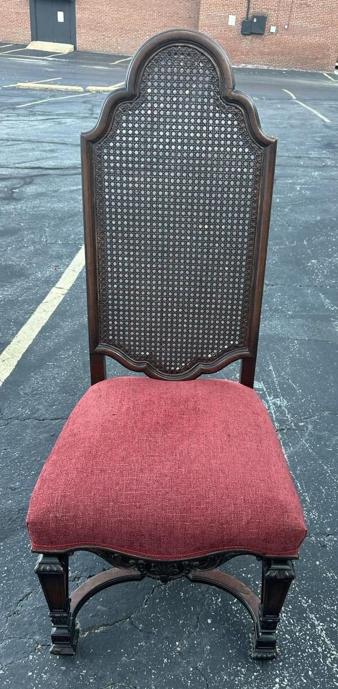 Antique Spanish Renaissance Style Walnut and Caning Dining Chairs - Set of 6 - Circa 1910 - Thumbnail 8