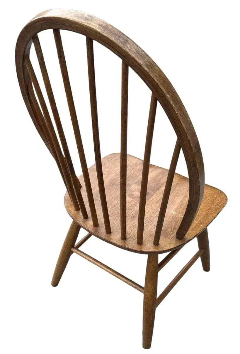 Solid Teakwood Windsor Pub Chairs - Set of 4 - Vintage Early 21st Century - Thumbnail 5