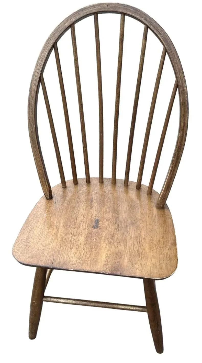 Solid Teakwood Windsor Pub Chairs - Set of 4 - Vintage Early 21st Century - Thumbnail 3