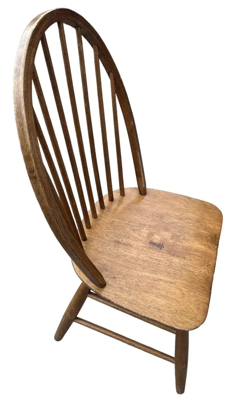 Solid Teakwood Windsor Pub Chairs - Set of 4 - Vintage Early 21st Century - Thumbnail 4