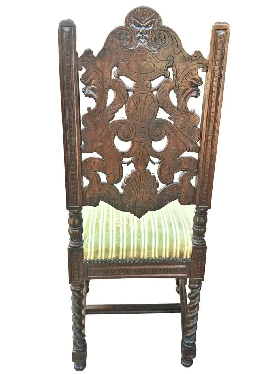 Monumental 10' X 5.5' Renaissance Revival French Walnut Banquet Table With 12 Chairs - Antique Circa Mid 19th Century - Thumbnail 11