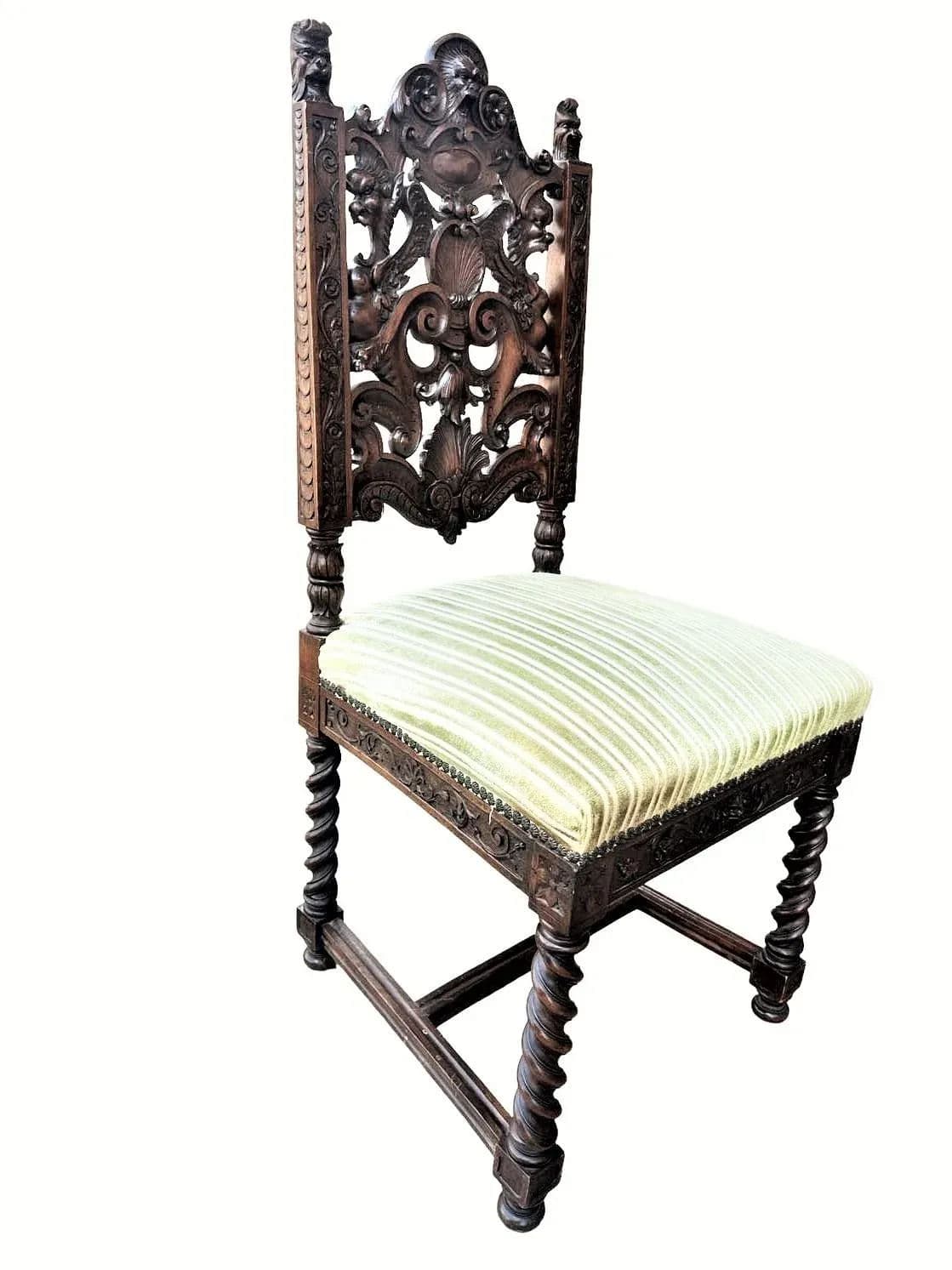 Monumental 10' X 5.5' Renaissance Revival French Walnut Banquet Table With 12 Chairs - Antique Circa Mid 19th Century - Thumbnail 10