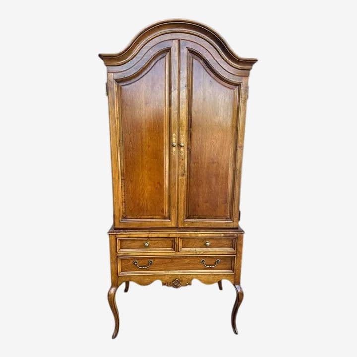 Solid Cherry Armoire With Dome Top and Cabriole Legs by Lexington - Vintage Circa 1980s