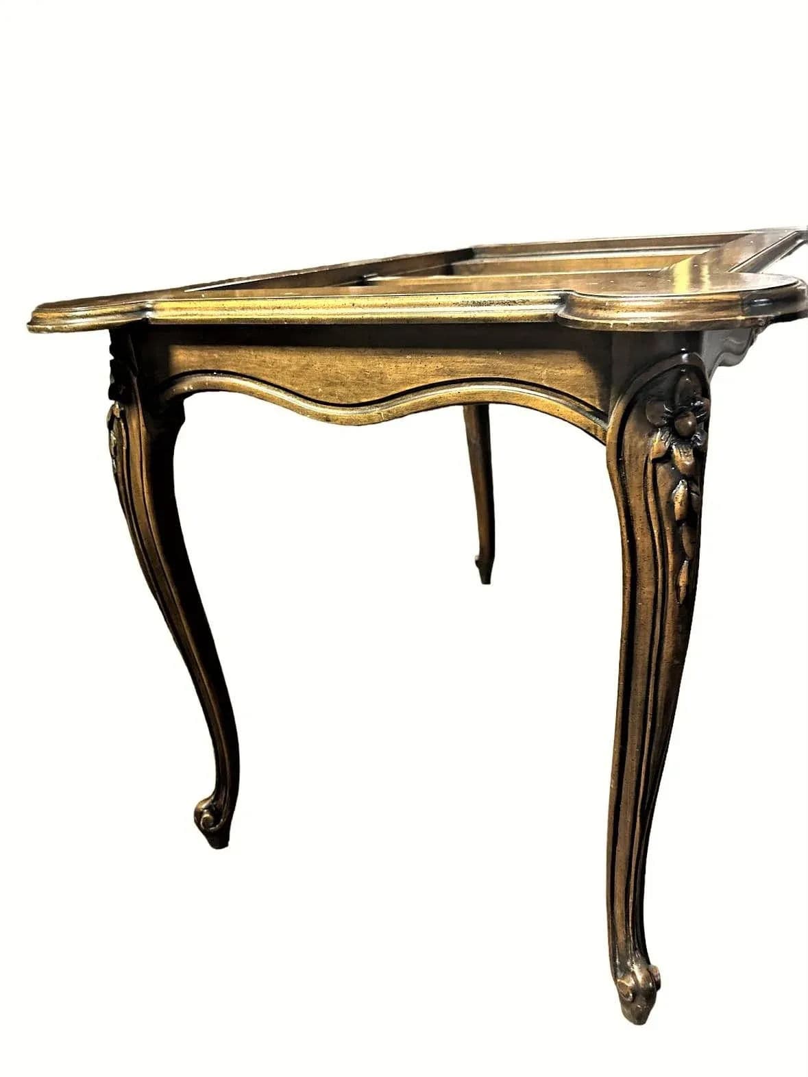 Inlaid Leather and Walnut Louis XV Style Backgammon Table - Vintage Late 20th Century - Thumbnail 5