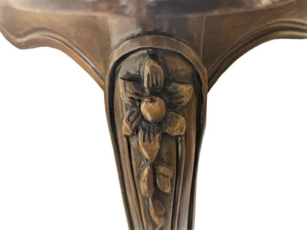 Inlaid Leather and Walnut Louis XV Style Backgammon Table - Vintage Late 20th Century - Thumbnail 6