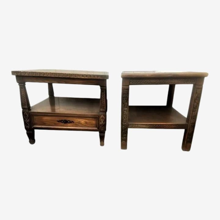 Mid 20th Century Romweber Viking Oak Side Tables - a Pair - Image 1