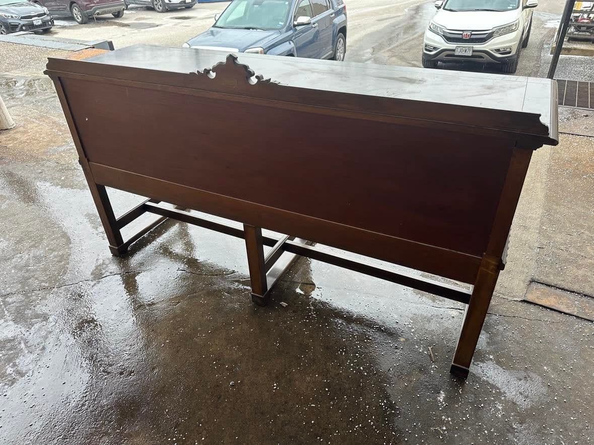 Antique Berkey & Gay Spanish Revival Ornate Walnut and Burlwood 72" Sideboard - Crafted in Grand Rapids Circa 1917 - Thumbnail 8
