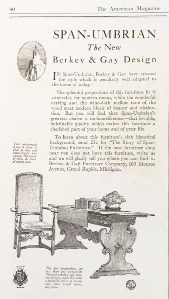 Antique Berkey & Gay Grand Rapids 'Span-Umbrian' Walnut, Burlwood and Polychrome Cabinet - Circa 1917 - Thumbnail 9