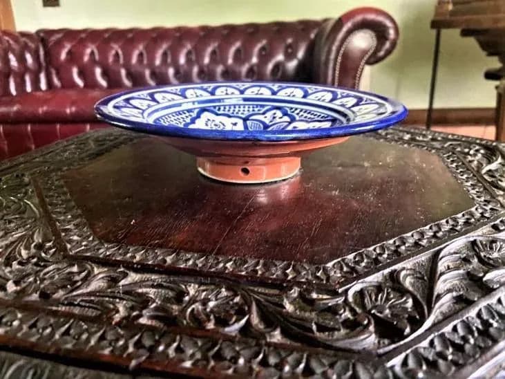 Late 20th Century Moroccan Cobalt Blue and White Decorative Plate - Thumbnail 5