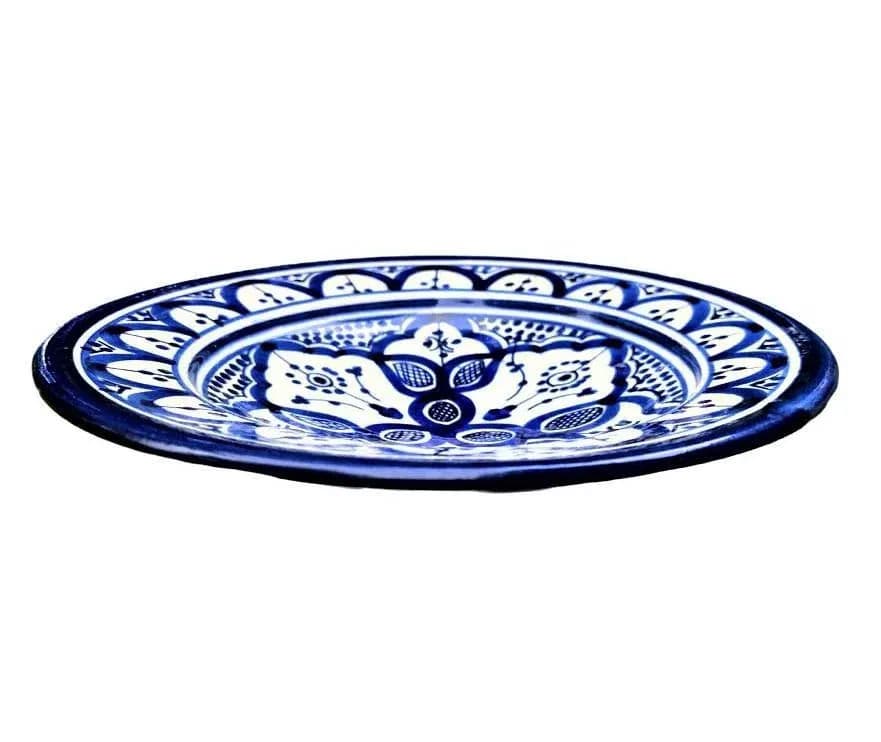 Late 20th Century Moroccan Cobalt Blue and White Decorative Plate - Thumbnail 4