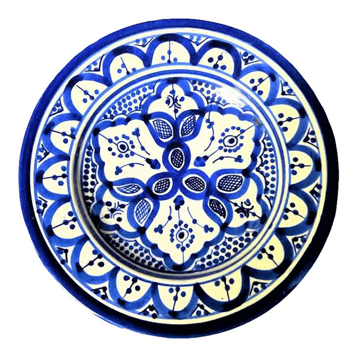 Late 20th Century Moroccan Cobalt Blue and White Decorative Plate - Thumbnail 2