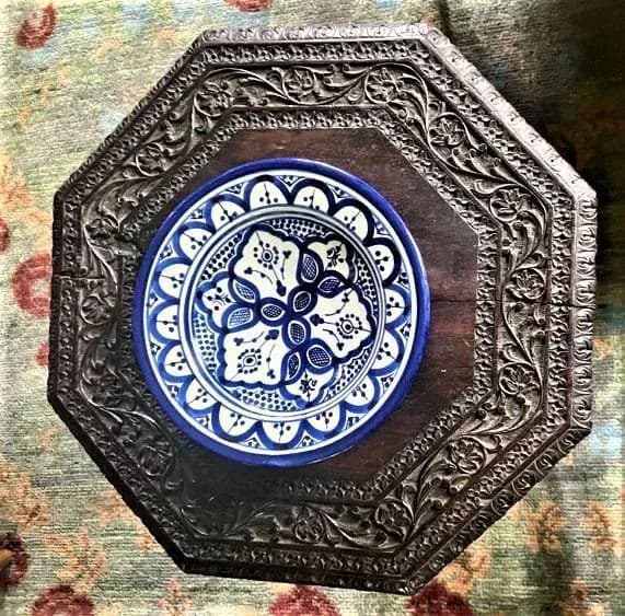 Late 20th Century Moroccan Cobalt Blue and White Decorative Plate - Thumbnail 7
