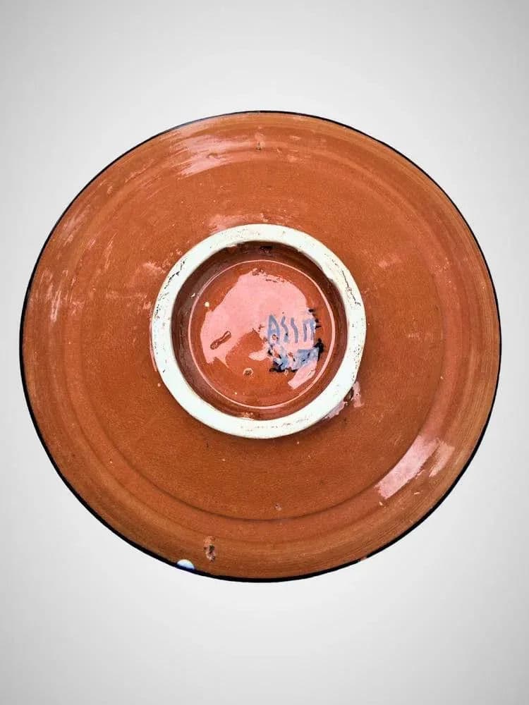 Late 20th Century Moroccan Cobalt Blue and White Decorative Plate - Thumbnail 8