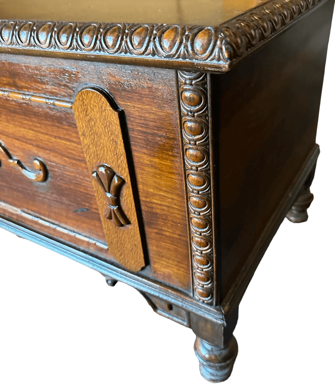 Antique 1920s Spanish Revival Walnut and Burlwood Cedar Chest - Thumbnail 5