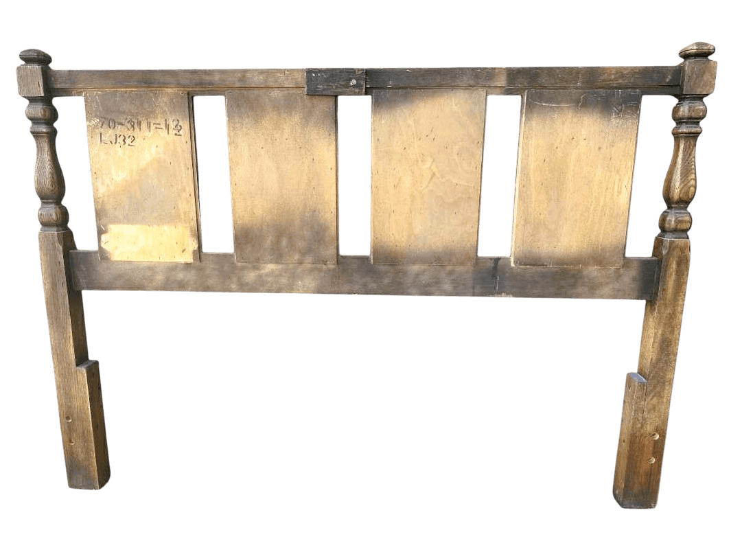 Spanish Colonial Revival Vintage Carved Solid Oak Queen Size Headboard Crafted in North Carolina by United Furniture - Thumbnail 4