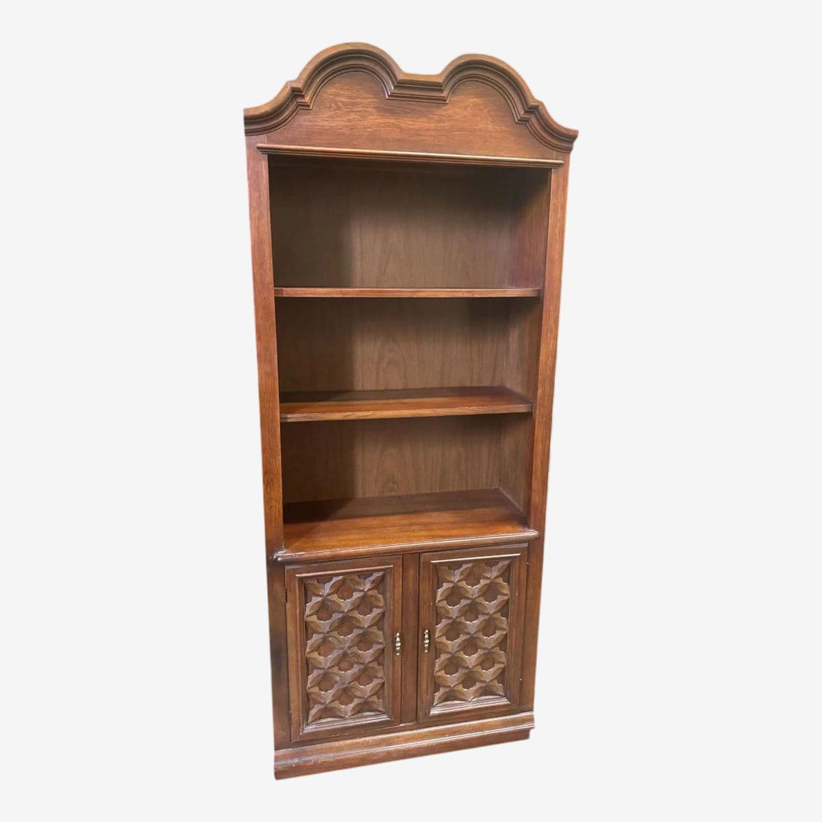 Spanish Colonial Revival Oak Book Case With Cabinet Storage - Mid 20th Century - 2 Available - Image 1