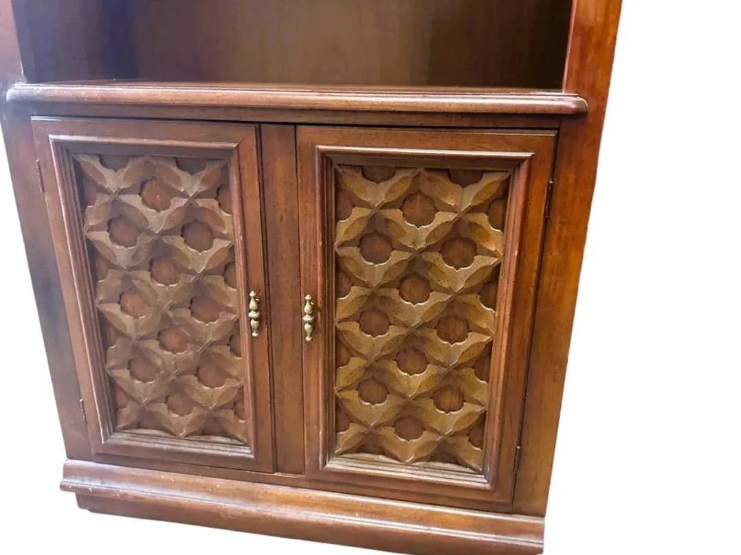 Spanish Colonial Revival Oak Book Case With Cabinet Storage - Mid 20th Century - 2 Available - Thumbnail 5