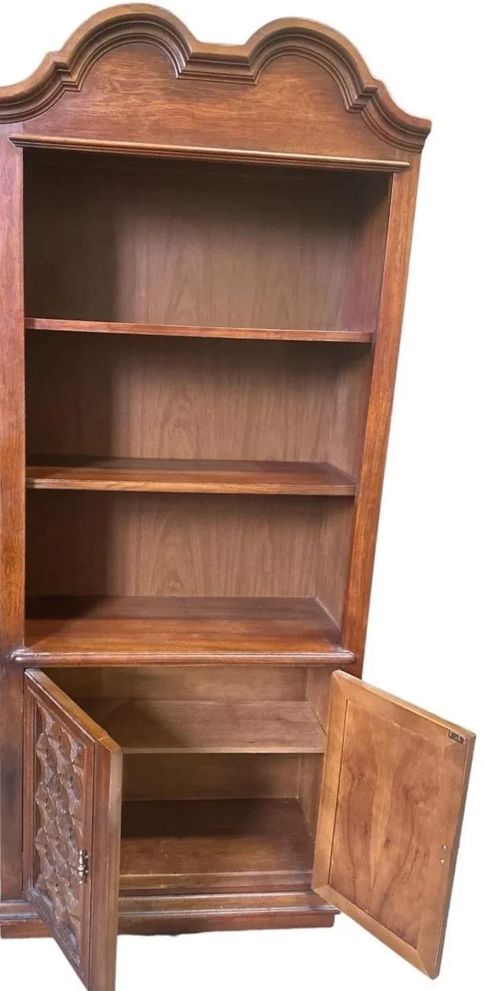 Spanish Colonial Revival Oak Book Case With Cabinet Storage - Mid 20th Century - 2 Available - Thumbnail 3