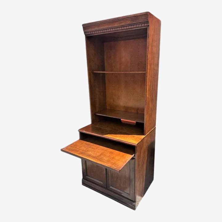 Cherry Wood Bookcase With Pullout Desk Top - Early 21st Century - Image 1