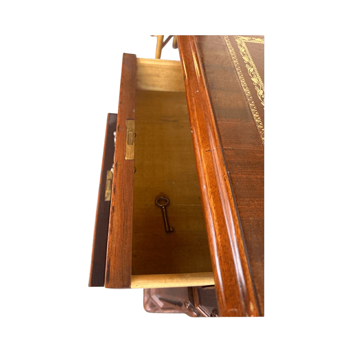 Carved Mahogany Double Pedestal Desk With Tooled Leather Top - Vintage Late 20th Century - Thumbnail 7