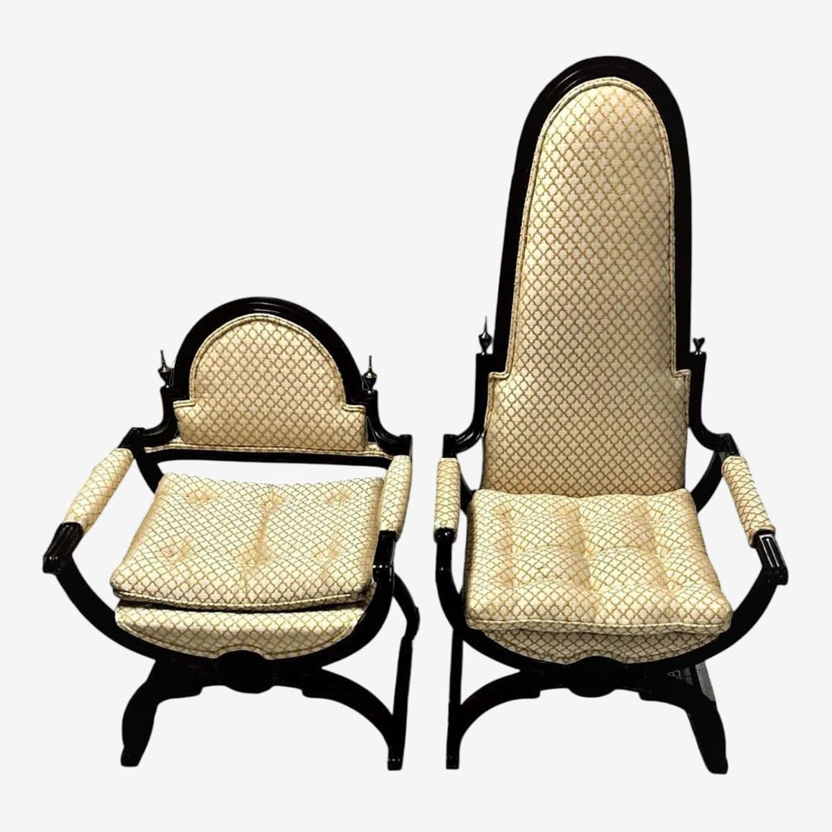 Mid 20th Century Hollywood Regency Tall and Short Savonarola Chairs Made in North Carolina - a Pair - Image 1